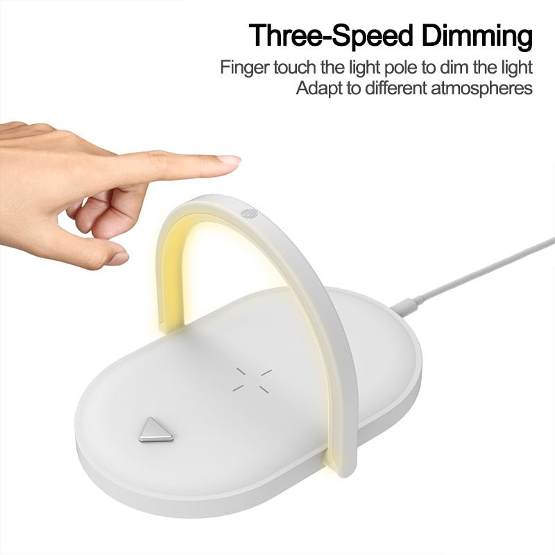 3 In 1 Foldable Wireless Charger Night Light Wireless Charging Station Stonego LED Reading Table Lamp 15W Fast Charging Light - Hifi Wireless
