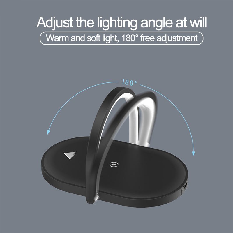 3 In 1 Foldable Wireless Charger Night Light Wireless Charging Station Stonego LED Reading Table Lamp 15W Fast Charging Light - Hifi Wireless