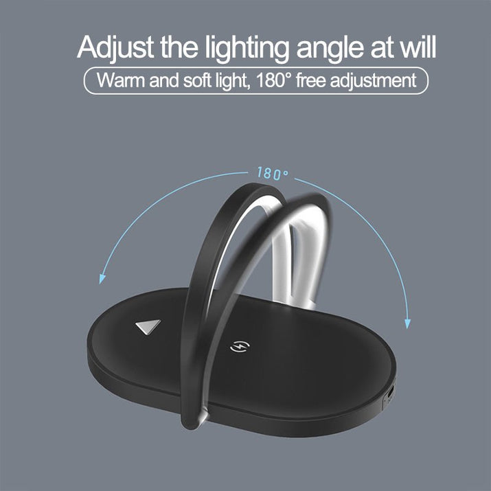 3 In 1 Foldable Wireless Charger Night Light Wireless Charging Station Stonego LED Reading Table Lamp 15W Fast Charging Light - Hifi Wireless