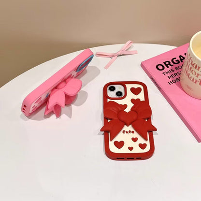 3D Bracket Bow Heart Phone Case - Hifi Wireless