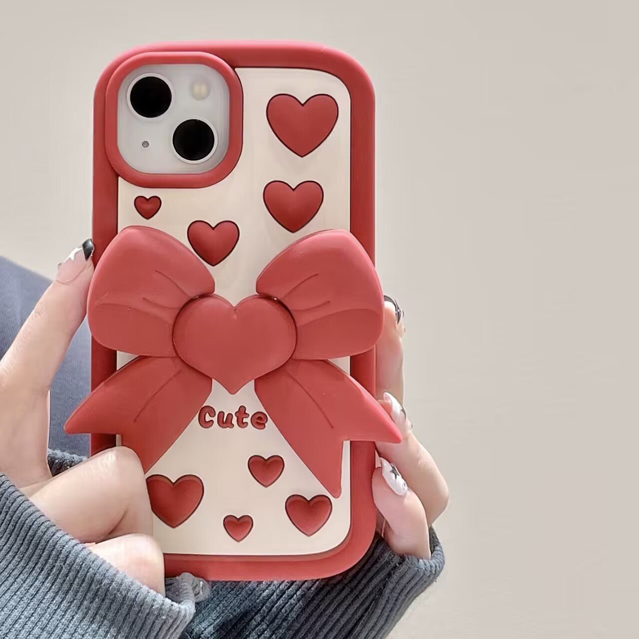 3D Bracket Bow Heart Phone Case - Hifi Wireless