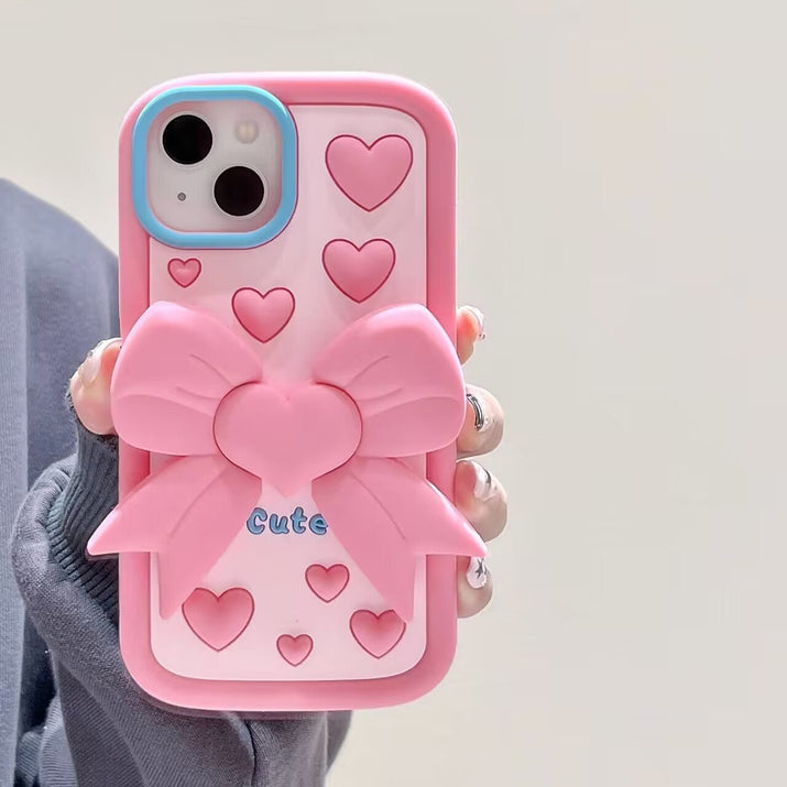 3D Bracket Bow Heart Phone Case - Hifi Wireless