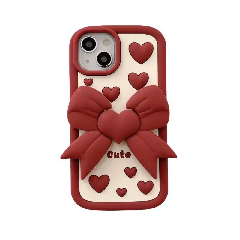 3D Bracket Bow Heart Phone Case - Hifi Wireless