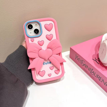 3D Bracket Bow Heart Phone Case - Hifi Wireless