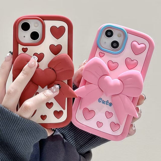 3D Bracket Bow Heart Phone Case - Hifi Wireless