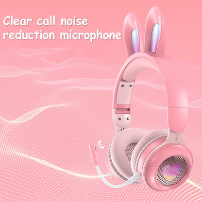 Rabbit Ear Headphones Wireless Luminous Extendable Wheat Headphones - Hifi Wireless