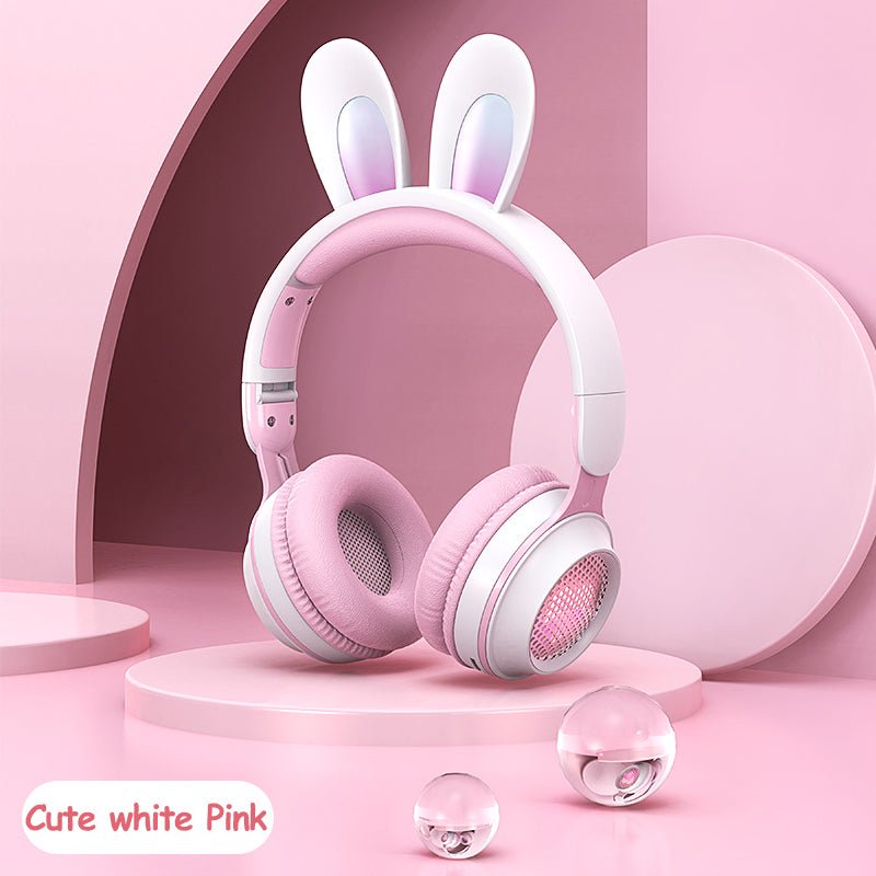 Rabbit Ear Headphones Wireless Luminous Extendable Wheat Headphones - Hifi Wireless