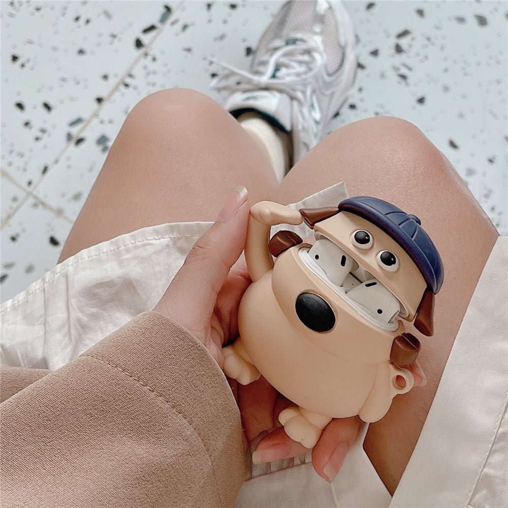 Saluting Hat Dog Protective Sleeve Cartoon Headphone Case - Hifi Wireless