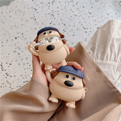 Saluting Hat Dog Protective Sleeve Cartoon Headphone Case - Hifi Wireless