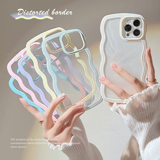 Wave Border Mobile Phone Case Solid Color Simple Candy Color - Hifi Wireless