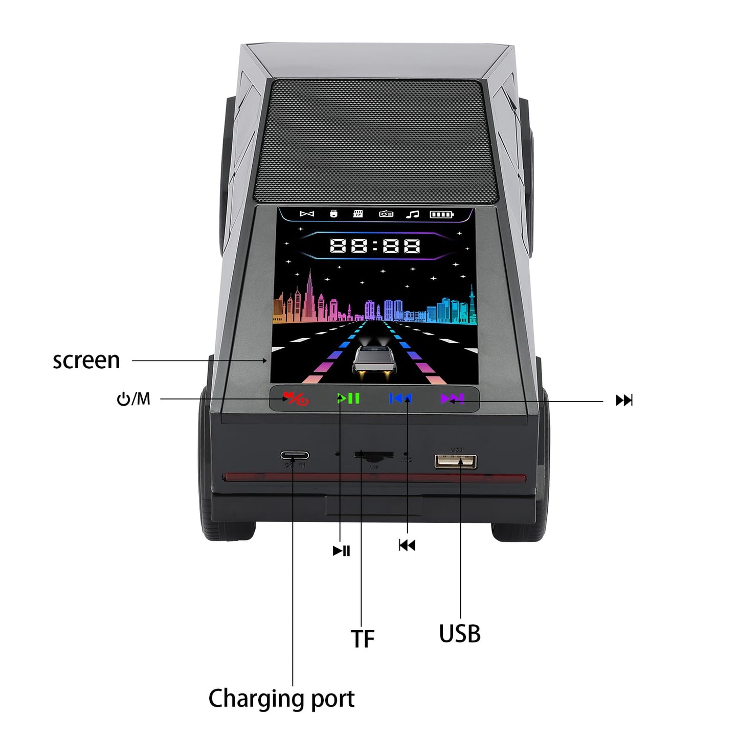 WS - 580 Bluetooth Pickup Truck Portable Speaker With Display, High - definition Sound, TWS Pairing, FM Radio, Built - in Microphone For Hands - free Calls, A Surprising Gift For Car Enthusiasts - Hifi Wireless